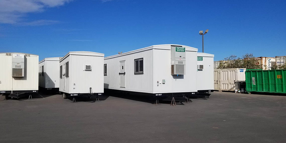 mobile office trailers lined up at WillScot Honolulu, HI
